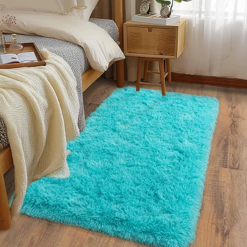 Miniatura 36 de Alfombras suaves para pasillos de dormitorio, nuevas, con parte inferior antideslizante mejorada, de 2 x 3, alfombra esponjosa y peluda verde
