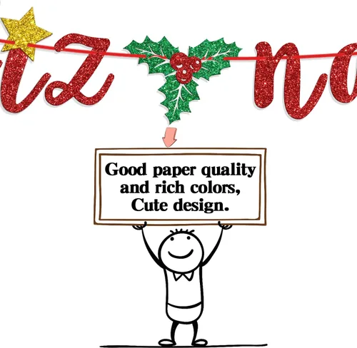 Miniatura 7 de Banner de Feliz Navidad con purpurina roja, guirnaldas de banderines de Navidad españolas, decoración de fiesta festiva, manto de invierno