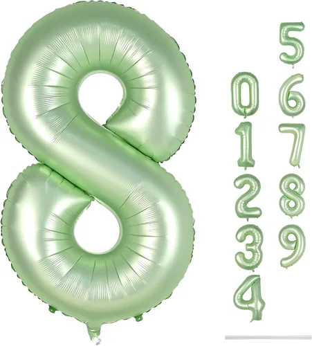 Miniatura 54 de Globo dorado champán con el número 5, globos de aluminio autoinflables grandes de 40 pulgadas del 0 al 9, globo de helio digital 5 dorado claro