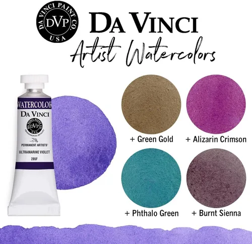 Miniatura 88 de DA VINCI PAINTS Pintura Acuarela Profesional para Artistas, Alizarin Crimson (Quinacridone), 37ml Índigo