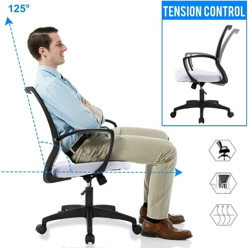 Miniatura 2 de HHS Silla de oficina ergonómica de malla, silla de computadora giratoria con ruedas, cómoda silla ejecutiva con soporte lumbar, sillas de gestión