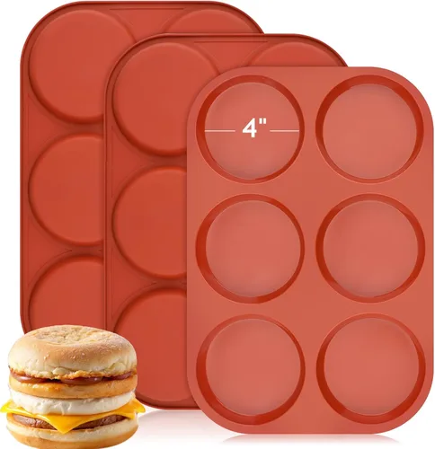 Miniatura 10 de JOERSH Molde de silicona antiadherente para huevos de 4 pulgadas, molde de silicona redondo grande para hornear panes de hamburguesas, bocados
