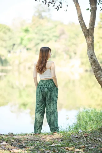 Miniatura 6 de Lannaclothesdesign Pantalones de harén para mujer, pantalones bohemios de elefante, ropa hippie de cintura alta con bolsillos para yoga