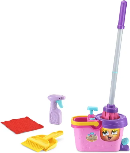 Miniatura 2 de LeapFrog Clean Sweep Learning Caddy, Juego de Juguetes de Limpieza con Trapeador y Escoba para Niños de 3 a 5 Años, Rosa