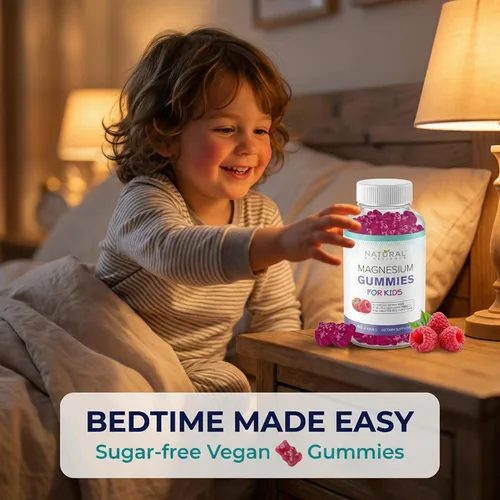 Miniatura 4 de Gomitas de magnesio sin azúcar para niños, 100 mg, suplemento de magnesio masticable para niños, apoyo para calmar y dormir, antiestrés, salud ósea