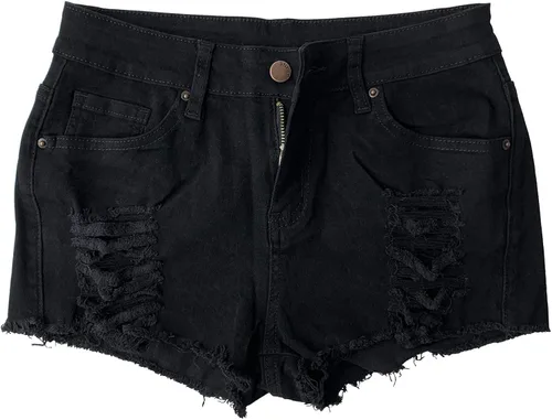 Miniatura 4 de Aodrusa Pantalones cortos de mezclilla rasgados para mujer, tiro medio, realzan el cuerpo, corte curvo, jeans desgastados, Blanco