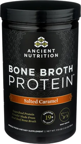 Miniatura 4 de Ancient Nutrition Proteína en polvo de caldo de huesos, sabor caramelo salado, 19g de proteína por porción, de res, apoya la piel saludable