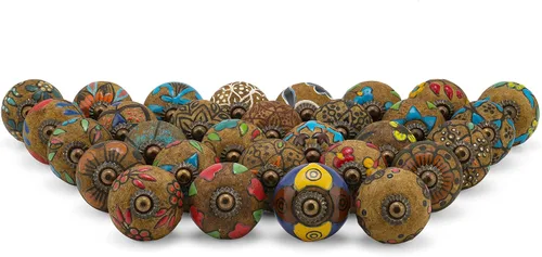 Miniatura 12 de Tiradores y pomos dorados para cajones, varios pomos de puerta antiguos para armarios de cocina, decoración bohemia de granja, juego de 6