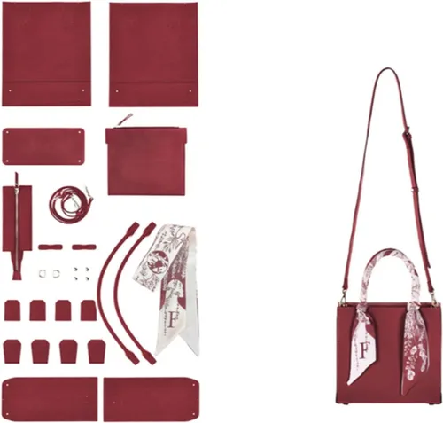 Miniatura 8 de POPSEWING Mini bolso de mano de cuero de grano superior, kit de bricolaje, bolsa de hombro cruzada con kits de costura para mujeres y niñas, kit