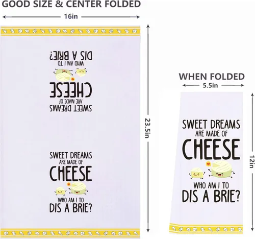 Miniatura 2 de LXOMILL Divertidas toallas de cocina de queso, cestas de queso Punny y bonitos juegos de paños decorativos para platos
