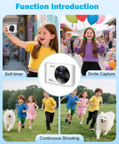 Miniatura 7 de Cámara digital 4K de 50 MP para fotografía, cámara de enfoque automático para vlogging con tarjeta TF de 32 GB y 2 baterías, zoom 16X cámara