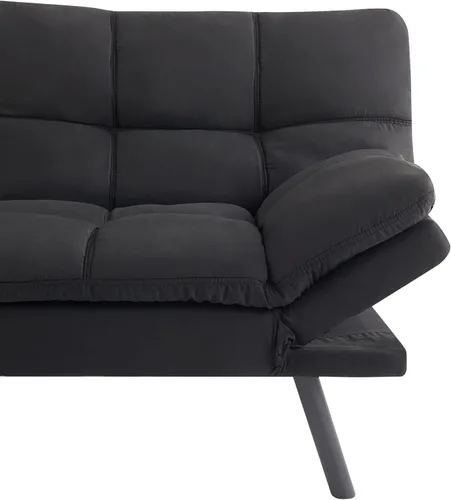 Miniatura 3 de FIOXA Futón de espuma viscoelástica, tela de gamuza sintética negra (color: negro)