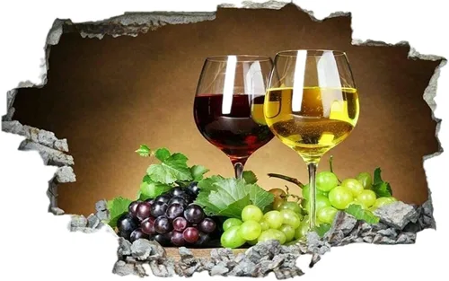 Miniatura 2 de Mesllings Calcomanía de uvas de copa de vino – 17 x 25 pulgadas 3D calcomanía mural – Calcomanías de pared para pared, decoración de pared, sala