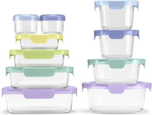 Miniatura 12 de Ello Color Lock 8PC Mixed Glass Food Storage Sets, Leak-Proof Glass Food Storage Containers 2 Copas: Festival