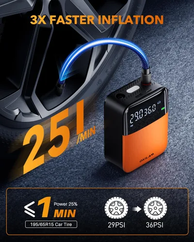 Miniatura 2 de OXILAM Compresor de aire portátil para inflador de neumáticos C1, bomba de aire recargable 3 veces más rápida para neumáticos de automóvil