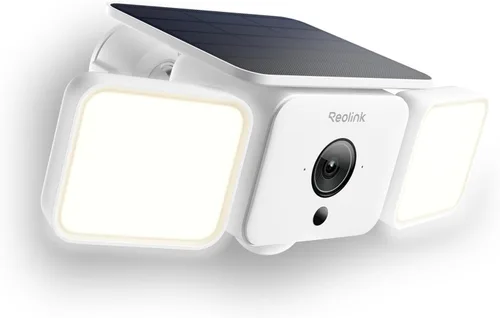 REOLINK Cámara solar con reflector, cámaras de seguridad 2K 150° inalámbricas para exteriores, hasta 1000lm de luz y alarma de sirena, reflector