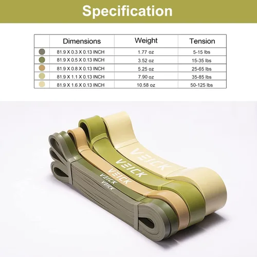 Miniatura 2 de VEICK Bandas de resistencia para entrenamiento, bandas de ejercicio, bandas de entrenamiento, bandas de asistencia para dominadas, juego de bandas
