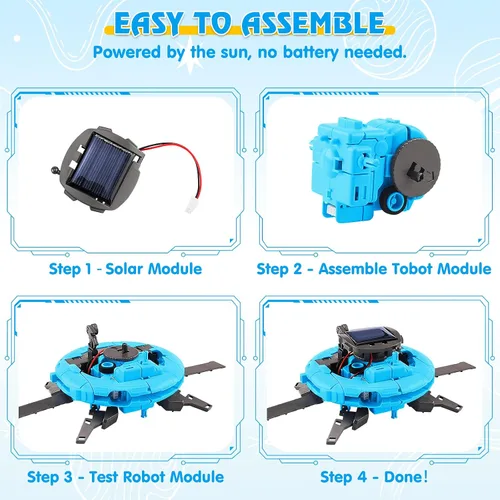 Miniatura 3 de Proyectos STEM para niños de 8 a 12 años Kit de robot solar 6-en-1 Juguetes espaciales para niño niña de 10 años Regalo Juguetes Kits de ciencia Azul