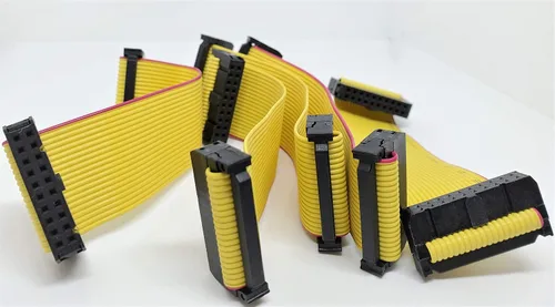 Paquete de 5 conectores hembra IDC 2x10 20P 0.100 in 4.7 in 4 pulgadas, cable de cinta plano amarillo, filas dobles 20 pines paso FC F/F (20P-4.7