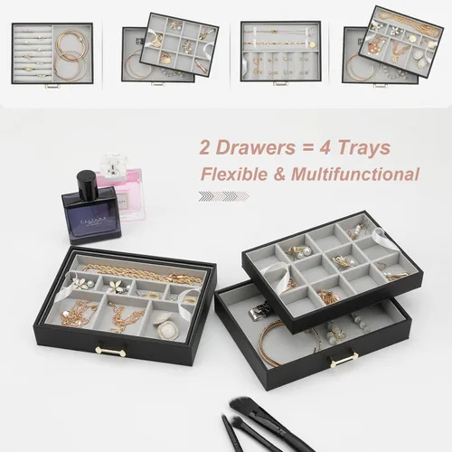 Miniatura 2 de V-LAFUYLIFE Jewelry Box with 4 Drawers,Jewelry Organizer Box for Women Girls,4- Layer Jewelry Storage Case for Necklaces Bracelets Earring and Watch