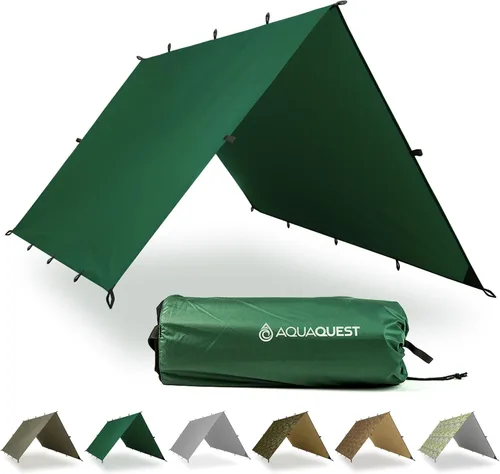 Miniatura 12 de AquaQuest Lona Safari – Ligera impermeable (0.197 in) con costuras selladas Ripstop para mochileros, senderismo y camping en hamacas Verde oliva