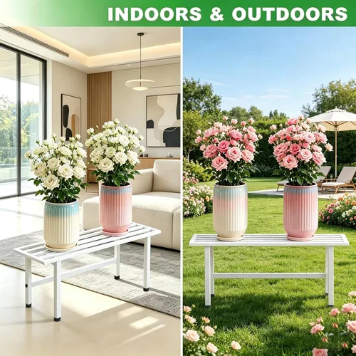 Miniatura 4 de Dipion Paquete de 2 soportes de metal para plantas al aire libre, estantes para plantas de interior, 1 nivel resistentes para múltiples plantas, 26