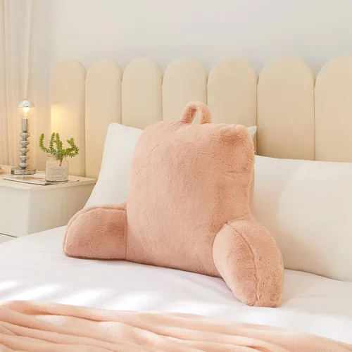 Miniatura 14 de Urban Lifestyle Almohada decorativa y de apoyo para cama de lectura, pelo largo ultra suave, de pelo sintético, reverso a tela de visón, color negro
