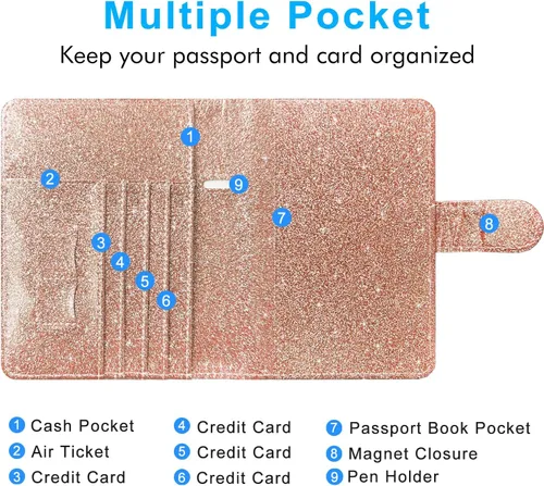 Miniatura 7 de Funda para pasaporte ACdream, piel de calidad superior, cartera con bloqueo RFID