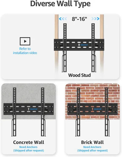 Miniatura 9 de MOUNTUP Soporte de pared para TV, soporte de TV inclinable para la mayoría de televisores planos/curvos LED LCD OLED de 26 a 60 pulgadas, perfil