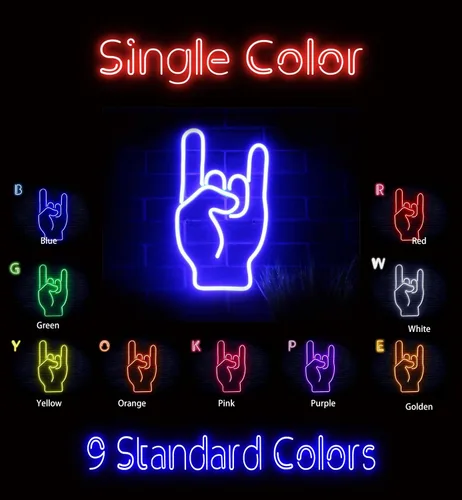 Miniatura 2 de AdvPro Rock On Hand Sign Flex Silicone LED Neon Sign - Azul - st16s32-fnu0067-b