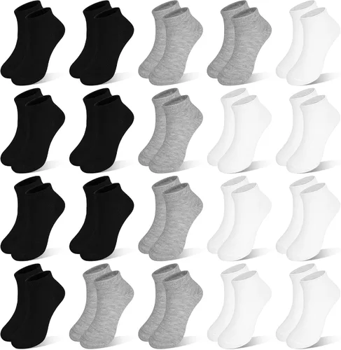 ZERULETS Calcetines para niños, 20 pares de calcetines de tobillo de corte bajo cortos deportivos para niños y niñas, niños de 1 a 13 años