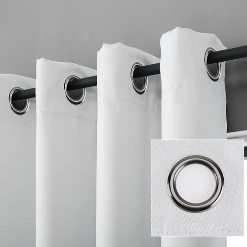 Miniatura 3 de Sun Zero Nordic - Juego de 2 paneles de cortinas con ojales de grado teatral extremo 100% opacas, 104" x 96" (2* 52" x 96"), cortinas opacas blanco