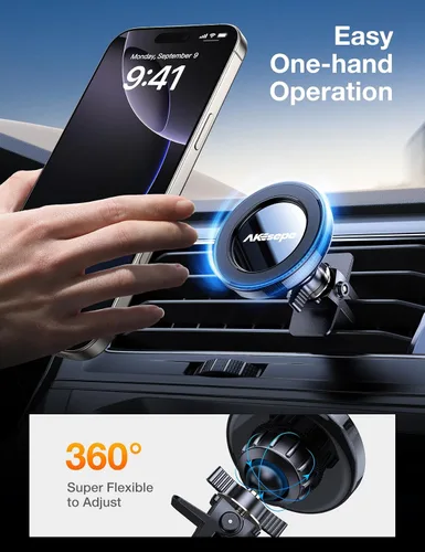 Miniatura 6 de AKESEPE Soporte magnético para teléfono MagSafe [2025 con potencia magnética más fuerte 2025] para ventilación de coche, rotación de 360°, soporte