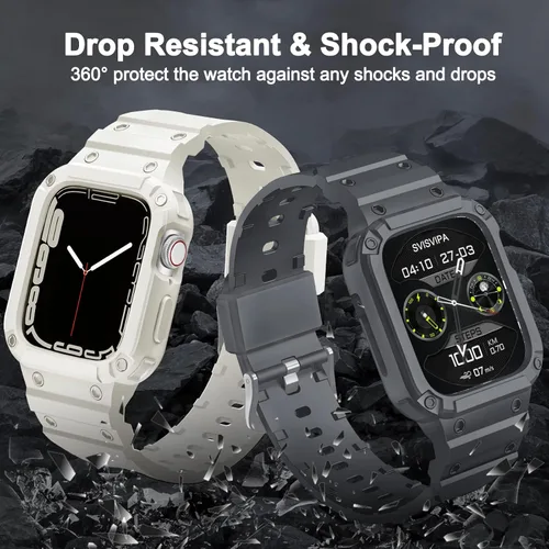 Miniatura 5 de [2 Pack] Correa con Funda Compatible para Apple Watch 45mm 44mm 42mm iWatch Series 8 7 SE 6 5 4 3 2 1 Correa, Correa Deportiva para Hombre Mujer