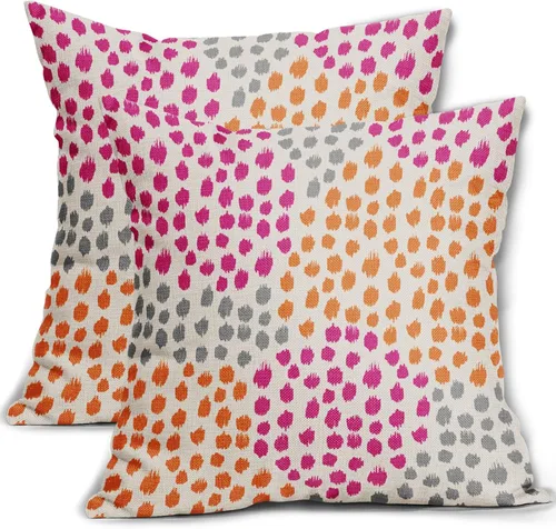 Miniatura 48 de Fundas de almohada marrón y blancas de 18 x 18 pulgadas, juego de 2 almohadas boho grises con lunares, fundas de almohada modernas estampadas
