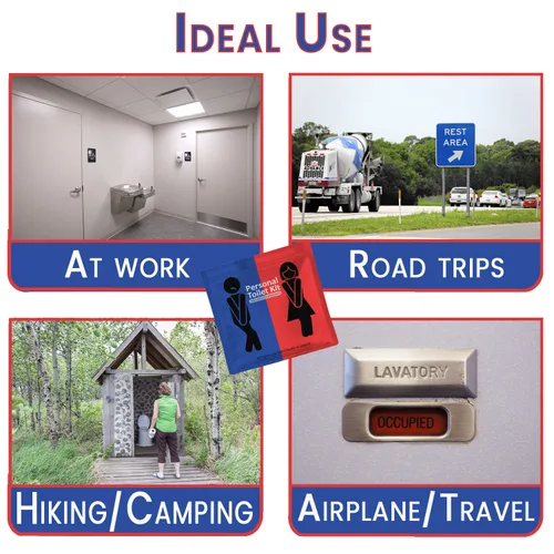 Miniatura 3 de Kit de inodoro personal para llevar, paquete de 10 unidades, kit de baño público desechable, envuelto individualmente para kit de protección