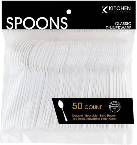 Miniatura 7 de Bluesky Trading Kitchen Selection - Cucharas de sopa blancas de lujo, paquete de 50, cubiertos de plástico clásicos y desechables, perfectos