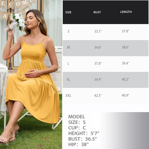 Miniatura 116 de GINKANA Vestido de maternidad sin mangas para mujer, con tirantes ajustables, vestido casual de verano para uso diario o baby shower