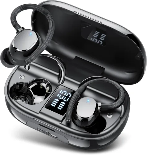 Miniatura 12 de hadbleng Auriculares inalámbricos Bluetooth deportivos 128 horas de reproducción Bluetooth 5.3 con pantalla LED, potentes graves sobre la oreja