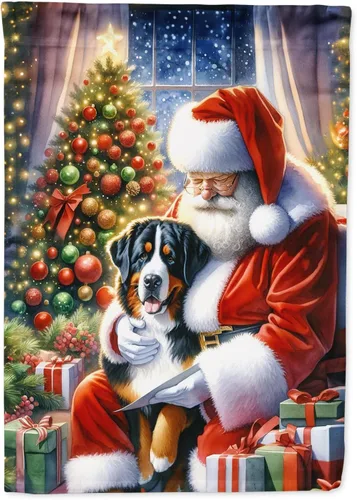 Miniatura 30 de Caroline's Treasures DAC4159CHF - Bandera de casa de Husky siberiano y Papá Noel para porche, grande, para colgar en la pared, poliéster