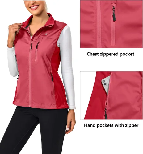 Miniatura 2 de Little Donkey Andy Chaleco Softshell ligero a prueba de viento para mujer, para golf, tenis, correr, ciclismo