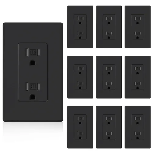 Miniatura 9 de ELEGRP Toma de corriente decorativa de pared, resistente a manipulaciones, 15 amperios, enchufe eléctrico de pared estándar, grado residencial