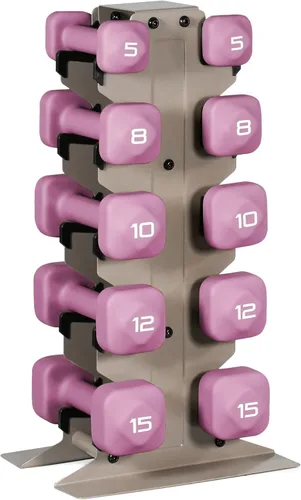 Miniatura 19 de Tone Fitness Juego de mancuernas de neopreno con estante de almacenamiento – Pesos de mano antideslizantes y antideslizamiento para entrenamientos