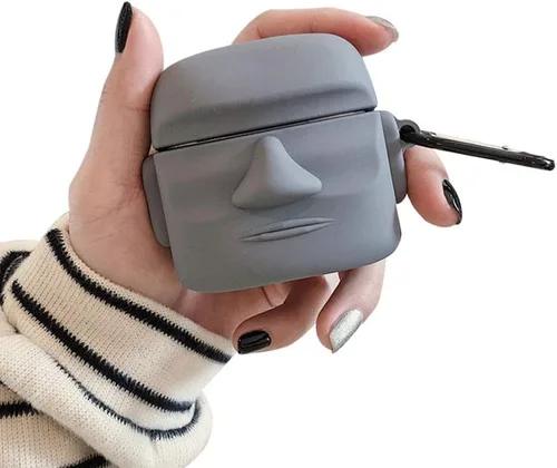Funda compatible con AirPods Pro/Pro 2, estilo artístico creativo de hombre con forma de estado, elegante funda de silicona suave para protección de