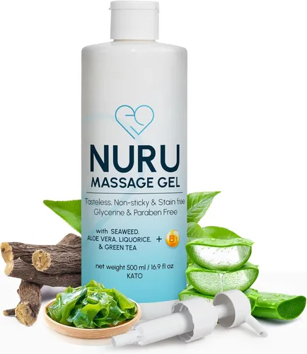Miniatura 10 de Gel de masaje Nuru de 1.32 galones Alternativa al aceite de masaje Aloe Vera orgánico, algas marinas, té verde, regaliz y vitamina B5 A base