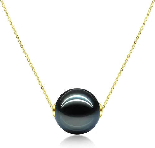Collar con colgante de perlas negras tahitianas de 18 quilates, calidad AAAA de 10 a 0.433in, perla cultivada natural del Mar del Sur de 18