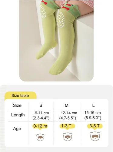 Miniatura 7 de Calcetines de rodilla antideslizantes para bebés y niños pequeños con agarre, calcetines antideslizantes para recién nacidos, para niños y niñas