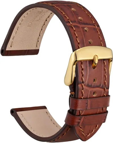 Miniatura 39 de WOCCI - Correas para reloj de cuero italiano, grano de cocodrilo en relieve, elige color y ancho 14 mm 18 mm 19 mm 20 mm 21 mm 22 mm, Negro