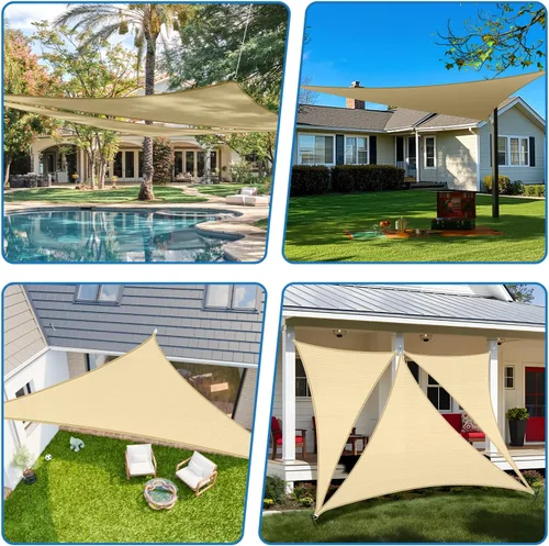 Miniatura 2 de TANG Toldo parasol triangular derecho de 8 x 8 x 11 pies, para patio, con bloqueo UV, tela permeable para pérgola, patio trasero, porche, terraza