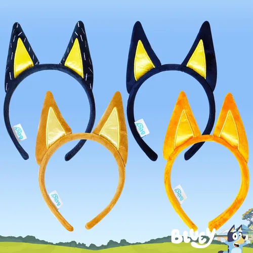 Miniatura 2 de LUV HER Bluey Party Supplies - 4 diademas de orejas de animal para disfraz de animales, orejas suaves de felpa, diademas elásticas familiares